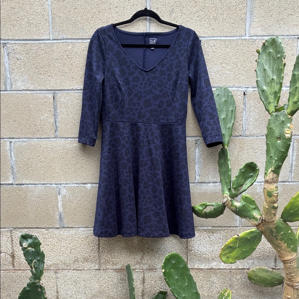 GAP Dark Blue Patterned Long Sleeve Dress